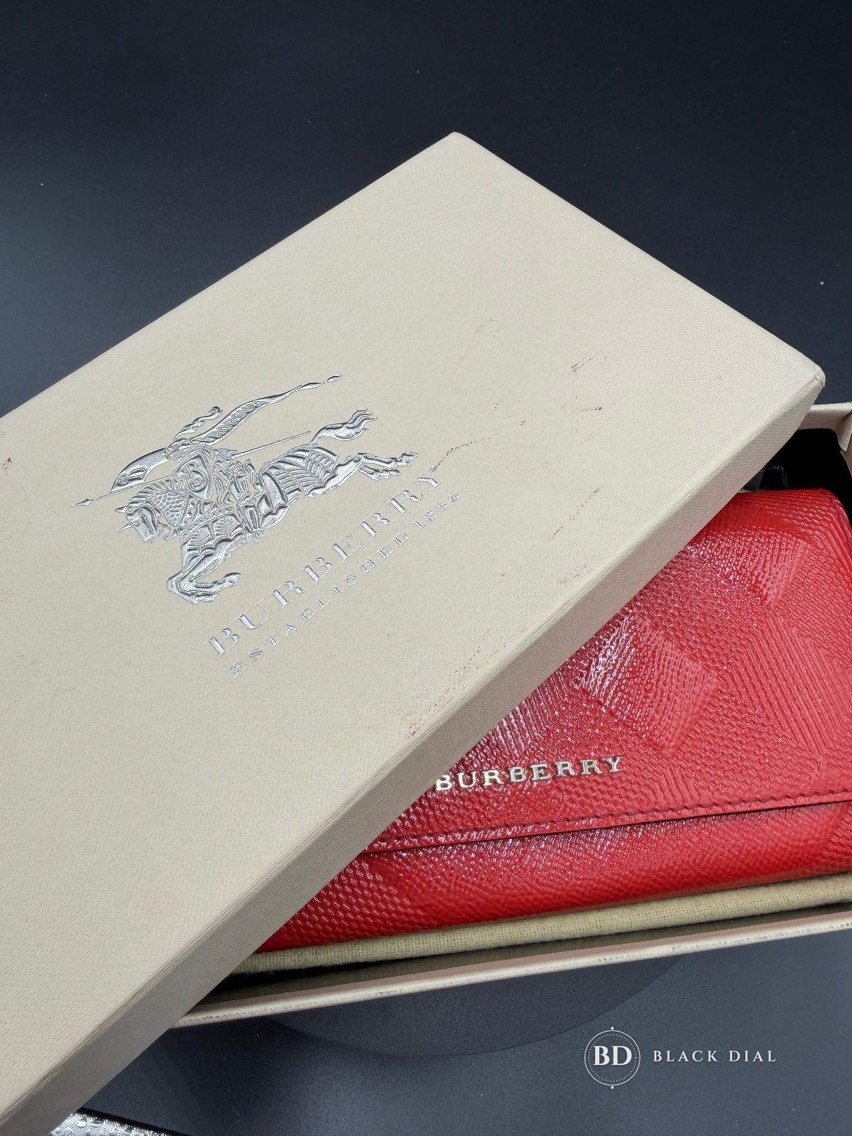 Burberry ALS Porter Long Wallet Coral Red