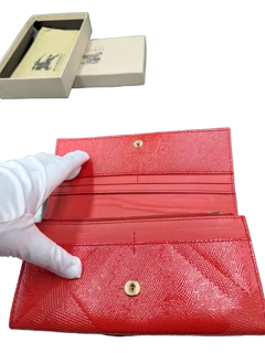 Burberry ALS Porter Long Wallet Coral Red
