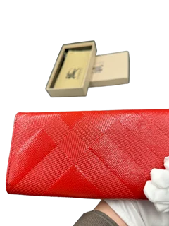 Burberry ALS Porter Long Wallet Coral Red